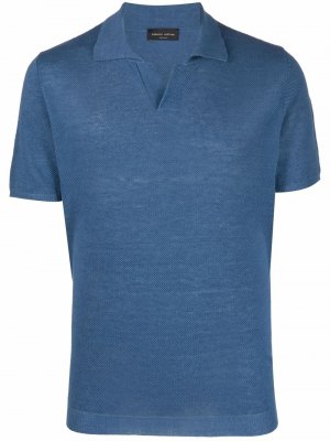 Льняная футболка Roberto Collina. Цвет: синий