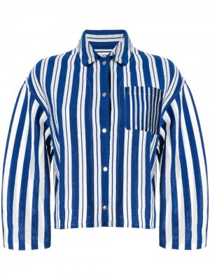 Трикотажная куртка-рубашка в полоску Coohem. Цвет: синий