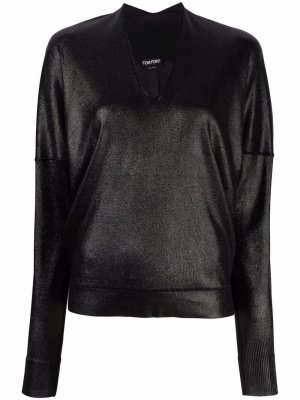 Drop-shoulder knitted top TOM FORD. Цвет: черный