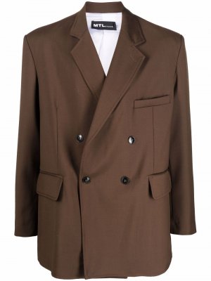 Двубортный пиджак свободного кроя MTL STUDIO. Цвет: коричневый