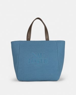 Большая синяя сумка с контрастными деталями и съемным ремнем через плечо , синий Naulover