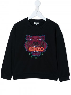 Толстовка с вышитым логотипом Kenzo Kids. Цвет: черный