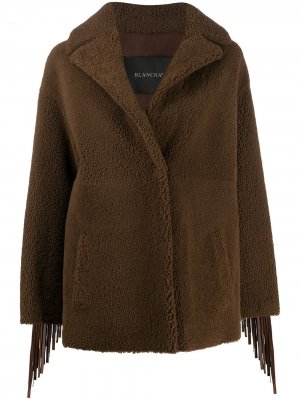 Однобортное пальто с бахромой Blancha. Цвет: коричневый