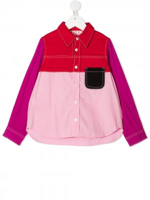 Рубашка в стиле колор-блок Marni Kids. Цвет: розовый