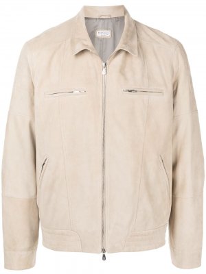 Suede zip-front jacket Brunello Cucinelli. Цвет: коричневый