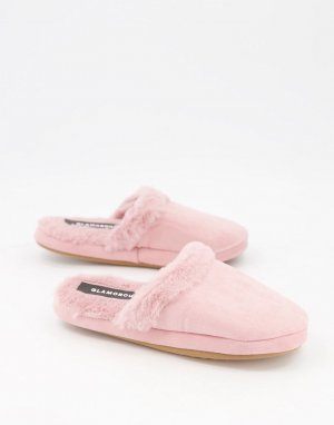 Бледно-розовые пушистые слиперы -Розовый цвет Glamorous