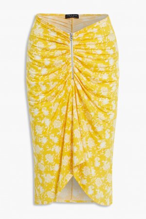 Sabeen юбка из эластичного джерси асимметричного кроя со сборками и принтом RAG & BONE, желтый bone