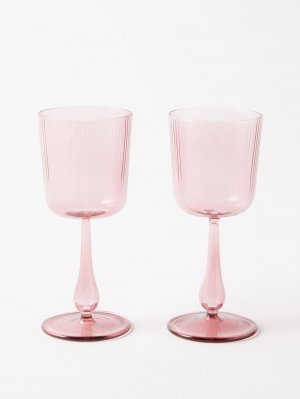 Набор из двух бокалов для вина luisa с ребристыми краями., розовый R+D.LAB