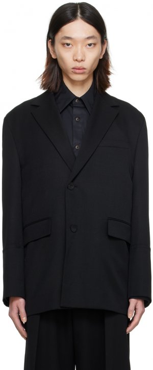 Черный пиджак с зубчатыми лацканами Wooyoungmi