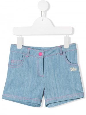 Джинсовые шорты с контрастной строчкой Baby Dior. Цвет: синий