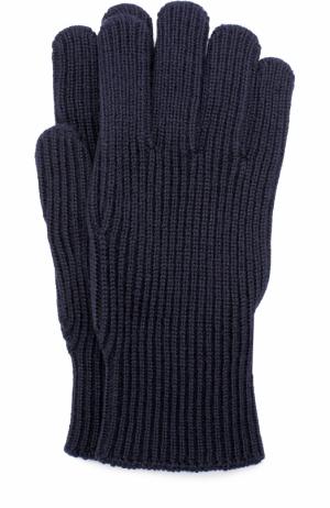Шерстяные вязаные перчатки Moncler. Цвет: темно-синий