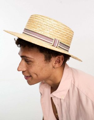 Соломенная шляпа-канотер с полосатой отделкой Boardmans