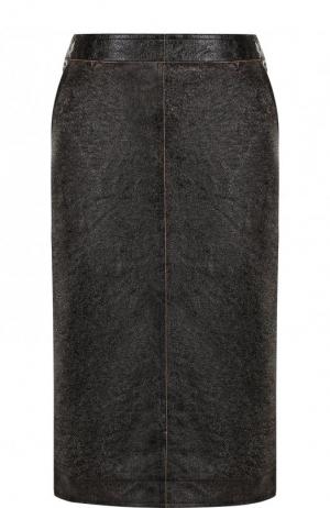 Кожаная юбка на молнии с карманами Givenchy. Цвет: черный