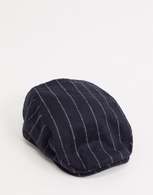 Темно-синяя плоская кепка в полоску -Темно-синий Burton Menswear