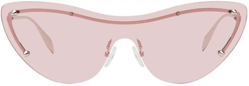 Серебряные солнцезащитные очки без оправы с щитком Alexander McQueen