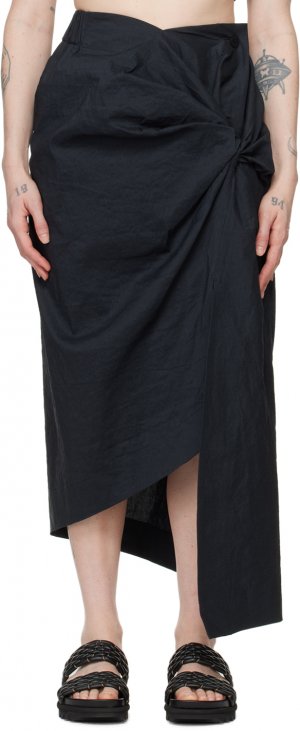 Черная перекрученная юбка-миди Issey Miyake