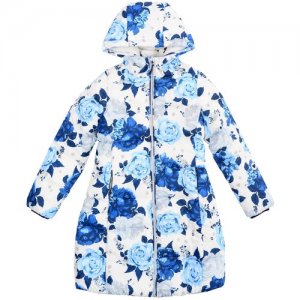 Пальто для девочки, рост 116 см PlayToday. Цвет: белый/синий/серый