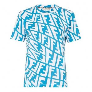 Футболка Alphabet Pattern Printing Round Neck Pullover Short Sleeve Blue T-Shirt, синий Fendi