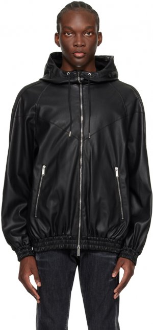 Черная спортивная куртка из искусственной кожи Hybrid Swag Dsquared2