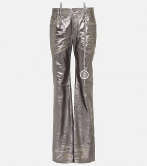 Прямые брюки из кожи металлик , металлический The Attico