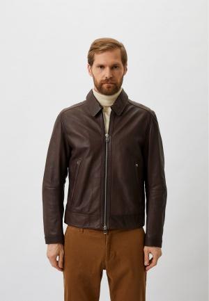 Куртка кожаная Boss Mapson3. Цвет: коричневый