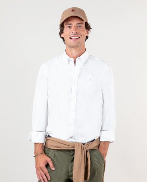 Однотонная классическая мужская рубашка белого цвета , белый El Ganso