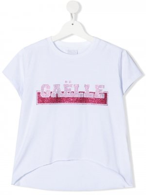 Укороченная футболка с логотипом Gaelle Paris Kids. Цвет: белый