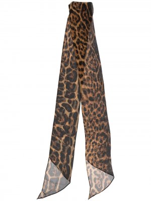 Плиссированный шарф с леопардовым принтом Saint Laurent. Цвет: черный