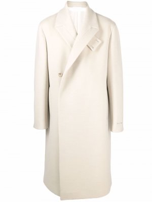 Однобортное пальто из смесовой шерсти с логотипом 1017 ALYX 9SM. Цвет: бежевый