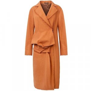 Пальто , силуэт прилегающий, средней длины, размер 48, коричневый Nuovo Borgo. Цвет: коричневый