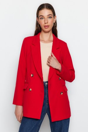 Пиджак оверсайз на подкладке, темно-красный Trendyol