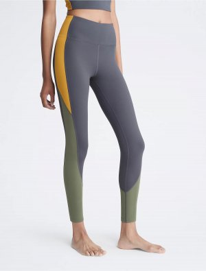 Леггинсы Performance Embrace High Waist Colorblock 7/8, серый/зеленый/оранжевый Calvin Klein