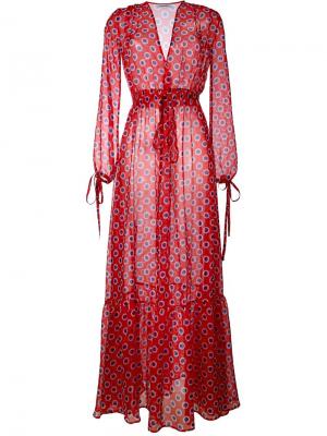 Прозрачное длинное платье с узором в горох Au Jour Le. Цвет: красный