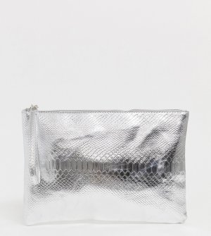 Серебристый клатч с отделкой под змеиную кожу эксклюзивно от -Серебряный South Beach