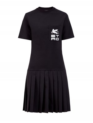 Платье в стиле спортшик с плиссированным подолом ETRO. Цвет: черный