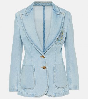 Джинсовый пиджак с вышивкой, синий Etro