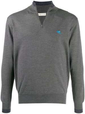 Пуловер с вышитым логотипом ETRO. Цвет: серый