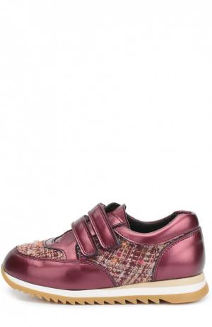 Кожаные кроссовки с текстильной вставкой Clarys. Цвет: бордовый