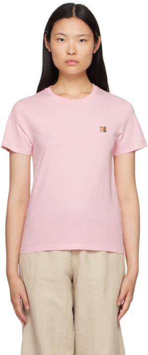 Розовая футболка с головой лисы, бледная Maison Kitsune Kitsuné