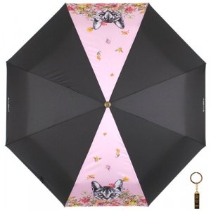 Зонт , черный, розовый FLIORAJ. Цвет: черный/розовый/черный-розовый