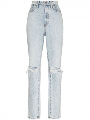 Прямые джинсы с прорезями Alexander Wang. Цвет: синий