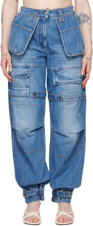 Джинсовые брюки карго оверсайз цвета индиго MSGM
