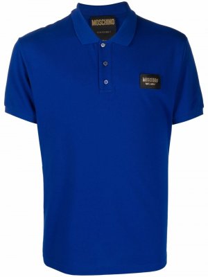 Рубашка поло с нашивкой-логотипом Moschino. Цвет: синий