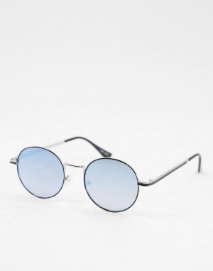 Солнцезащитные очки в стиле унисекс круглой серебристой оправе -Серебряный Jeepers Peepers