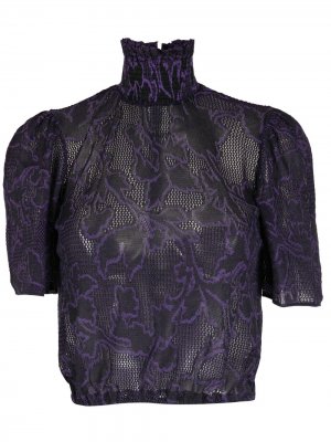 Кружевная блузка с высоким воротником Cecilia Prado. Цвет: фиолетовый