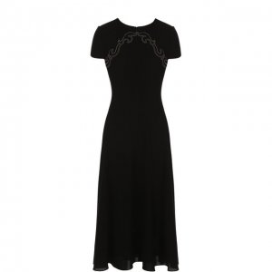 Вязаное платье-миди с контрастной отделкой Ralph Lauren. Цвет: чёрный