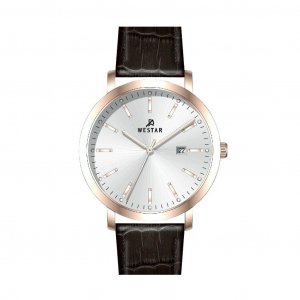Profile Кожаный ремешок Кварцевые мужские часы с серебряным циферблатом 50216PPN627 Westar