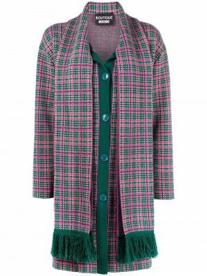 Клетчатое пальто с шарфом Boutique Moschino. Цвет: зеленый
