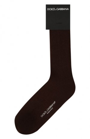 Носки из хлопка и шерсти Dolce & Gabbana. Цвет: коричневый
