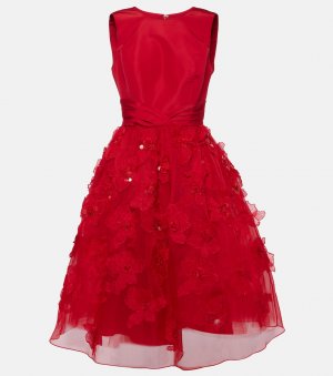 Украшенное шелковое платье миди , красный Carolina Herrera